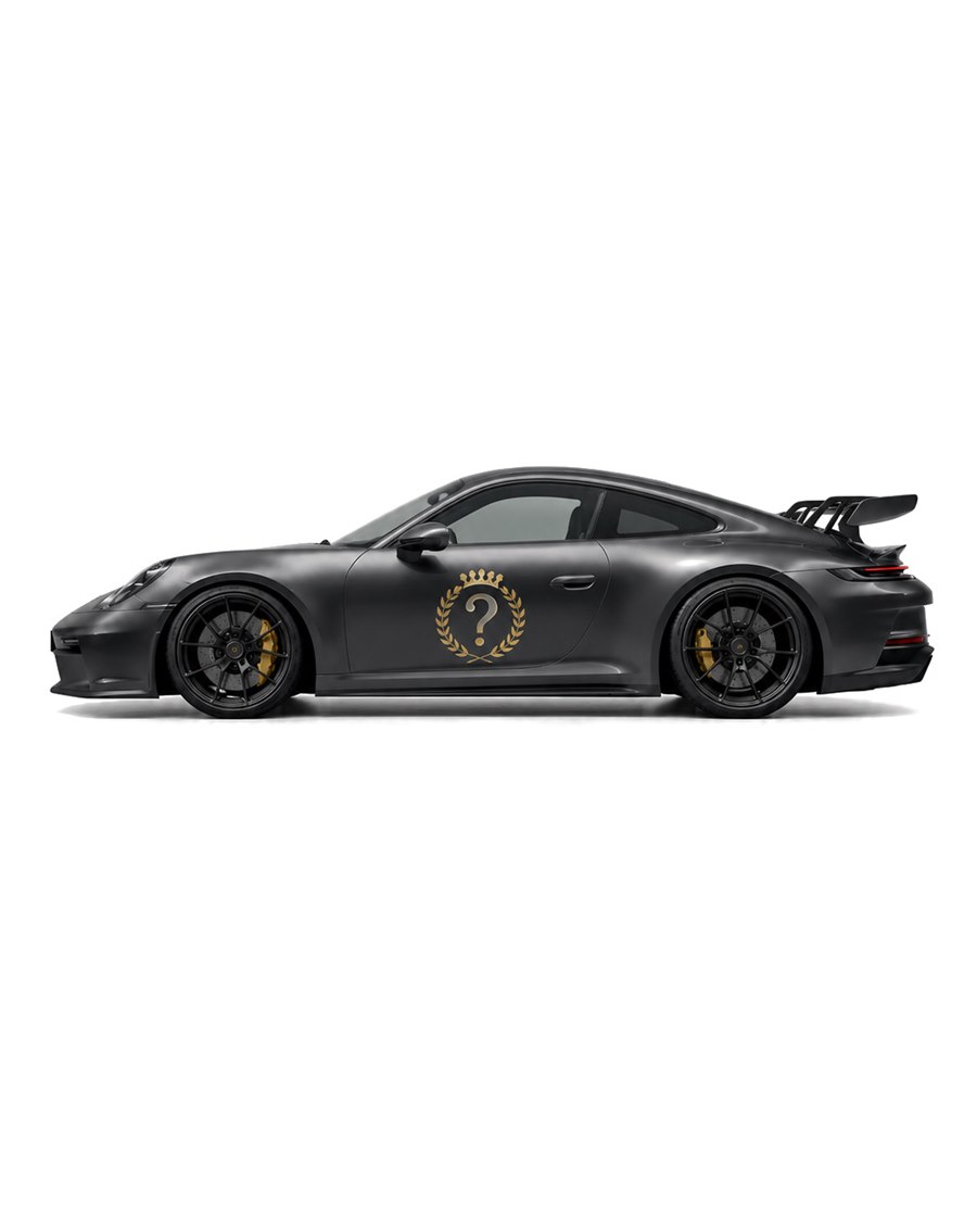 The crest as a decal on the door of the owner's car