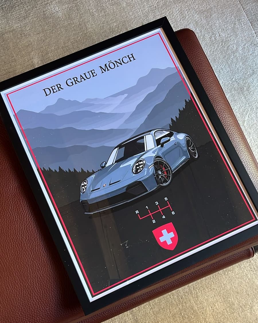 The Der Graue Mönch print, framed, at its owner’s home.