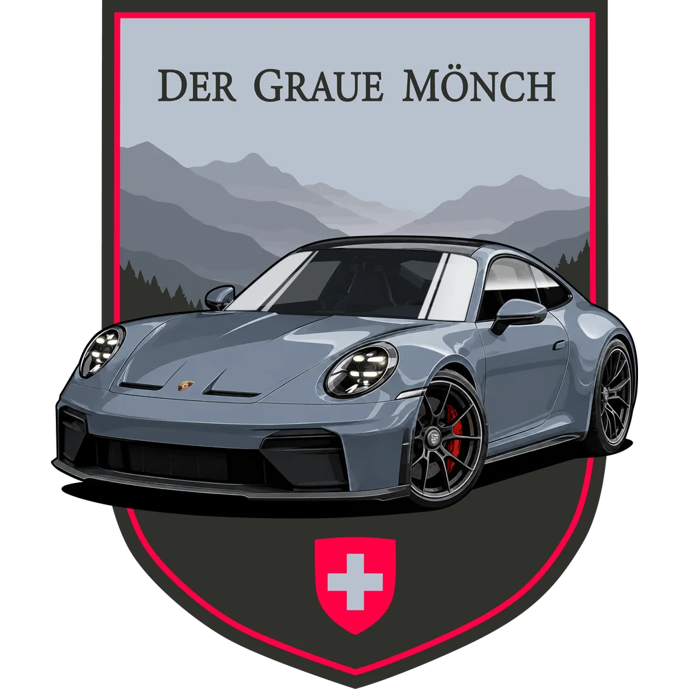 The finished Der Graue Mönch crest with the 911 GT3 Touring.